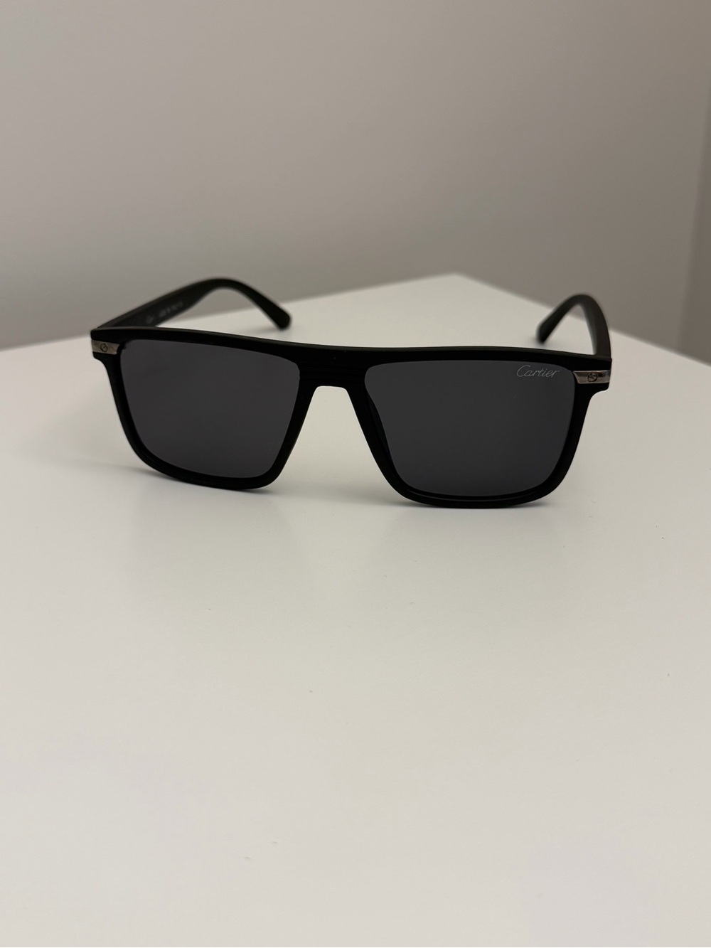 Cartier Unisex Black Rectangular Sunglasses